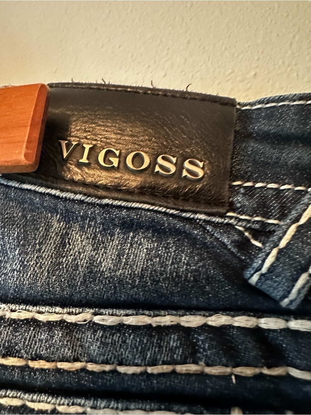 Vigoss The New York Flap Pocket Jeans Bold Stitch Dark Wash 18 33 EUC - Picture 5 of 7